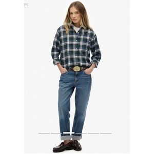 Lee Riders Top Womens XXL Flannel Plaid Western Grunge Grandpa Button Up Shirt‎